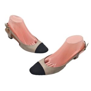 VANELi Aliz' Slingback Pump Women's 9 Narrow Tan/Black Pudding Leather